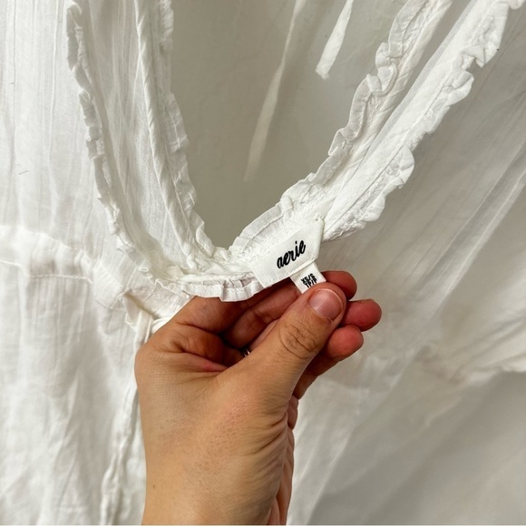 Aerie White Beach Sheer Cover Up Dress Seashell Tassel Size XS - Picture 5 of 6